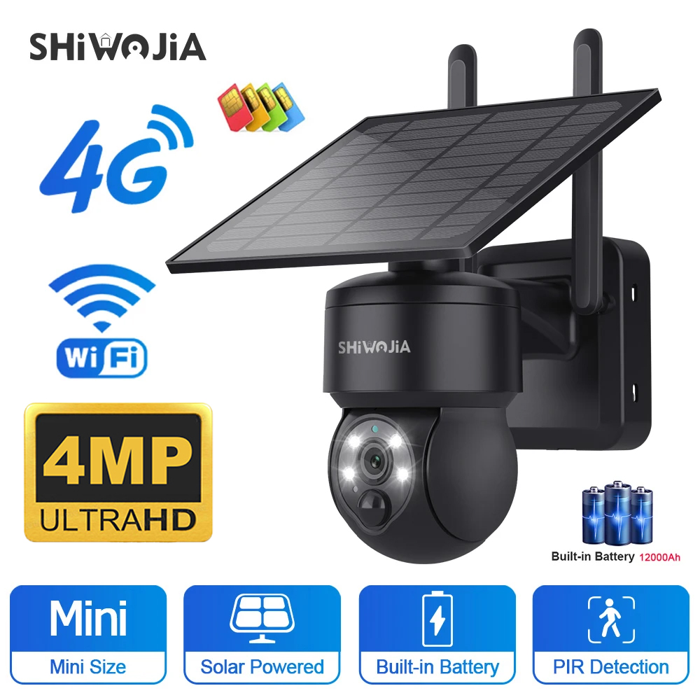 Garden Camera - SHIWOJIA kamera surya PTZ nirkabel WIFI,